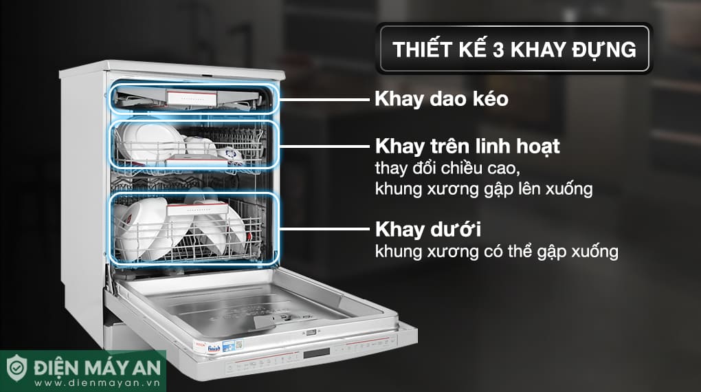 Máy rửa bát độc lập Bosch Serie 8 Sấy Zeolith SMS8YCI01E